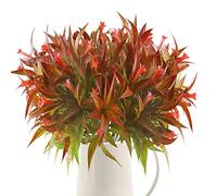DHISUFU 4PCS Artificial Plants Outdoor Artificial Morning Glory Flowers UV Resistant Artificial Flowers Greenery Shrubs Red Fake Flowers Plants for Home Office Garden Grave Spring Decor