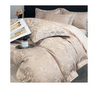 DHJKFU Double King Duvet Cover 220x240cm 200x230cm Washed Silk Jacquard Silky Soft Bedding Duvet Cover Set with Flat Sheet and Pillowcase Pillowcases(Champagne,220x240-245x250cm)