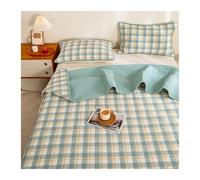 Quilted Bedspreads Bedroom Decor Cotton Plaid Quilted Bed Throw Bedspreads Soft Bedding Single Double Bed Quilt with 2 Pillowcase(Green,180x200cm+48x74cm x2)