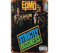 Dhjsnxkoiu Epmd Strictly Business Framed CD Album Sign Hip Hop Rap Music Poster Vintage Tin Sign Aluminum Sign Living Room Kitchen Bar Cafe 8x12 Color