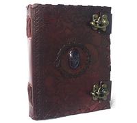 Dhk Devil Hunter Killer Handmade Embossed Blue Stone Leather Journal Notebook Refillable Sketchbook with 2 Latches, Lace Edging Diary By Cuero by cuero arte