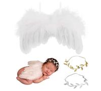 DHKFXKT Angel Wings and Halo, White Angel Wings Fallen Angel Wings Costume for Adult, Halloween Christmas Party, Baby fotografie Accessories