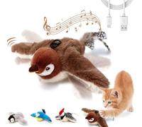 DHliIQQ Interactive Chirping Bird Cat Toy,Automatic Chirping Flying Bird Cat Toy,Flapping Bird Cat Toy with Feather Tail,Swinging Bird Cat Toy,Flapping Wings Flying Bird Cat Toys