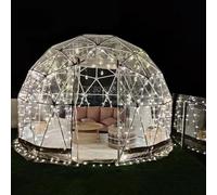 DHMYDPDZ Foldable Garden Igloo Dome, Prefabricated Geodesic Tiny Home with 10M Star Burst Lights, Easy Assemble Portable Weatherproof Shelter for Camping, Patio & Backyard Living 12FT