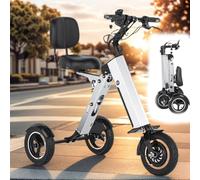 DHMYDPDZ Powered Tricycle 3 Wheels Foldable Trike with Backrest Seat for Adults, Lightweight Electric Scooter with Removable 36V 7.8AH Battery, Reverse & Key Switch for Commute and Travel
