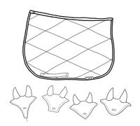 DHN saddle pad and fly bonnet set for JUMPING style for horse/pony, handmade and customizable