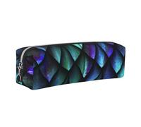 Dhnblqdp 3D Magical Dragon Scales Pattern Print Leather Pencil Case Pen Pouch Stationery Bag Organizer Storage for Student Office College Middle School Silver