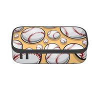 Dhnblqdp Baseball Pattern Softball Ball Sport Design Print Large Pencil Case for Boys Girls, Big Pencil Bag Pen Pouch Stationery Organizer Makeup Bag for Adults Office Supplies
