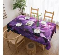 Dhnblqdp Blooming Purple Flowers Rectangle Tablecloth, Wipeable Waterproof Polyester Table Cloth Decorative Table Cover For Dining Kitchen Wedding Parties - 137x183cm