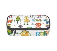 Dhnblqdp Cute Cartoon Robots Print Large Pencil Case for Boys Girls, Big Pencil Bag Pen Pouch Stationery Organizer Makeup Bag for Adults Office Supplies