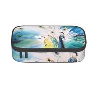 Dhnblqdp Cute Peacock Print Large Pencil Case for Boys Girls, Big Pencil Bag Pen Pouch Stationery Organizer Makeup Bag for Adults Office Supplies