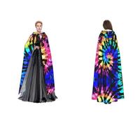 Dhnblqdp (Exotic Tribe Tie Dye Style) Print Halloween Hooded Cape Witch Cosplay Accessories Adult Fancy Dress Costume