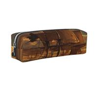 Dhnblqdp Fantasy Pirate Ship Print Leather Pencil Case Pen Pouch Stationery Bag Organizer Storage for Student Office College Middle School Silver