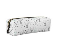 Dhnblqdp Hunting Arrows Triangles Deer Print Leather Pencil Case Pen Pouch Stationery Bag Organizer Storage for Student Office College Middle School Gold