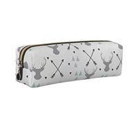 Dhnblqdp Hunting Arrows Triangles Deer Print Leather Pencil Case Pen Pouch Stationery Bag Organizer Storage for Student Office College Middle School Gold