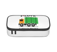 Dhnblqdp I Love Garbage Trucks Print Large Pencil Case for Boys Girls, Big Pencil Bag Pen Pouch Stationery Organizer Makeup Bag for Adults Office Supplies