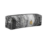 Dhnblqdp Love from New York Print Leather Pencil Case Pen Pouch Stationery Bag Organizer Storage for Student Office College Middle School Silver