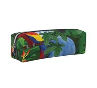 Dhnblqdp Macaw and Toucan Perching of American Rainforests Print Leather Pencil Case Pen Pouch Stationery Bag Organizer Storage for Student Office College Middle School Silver