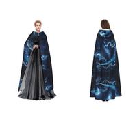 Dhnblqdp (Moon Stars And Planets) Print Halloween Hooded Cape Witch Cosplay Accessories Adult Fancy Dress Costume