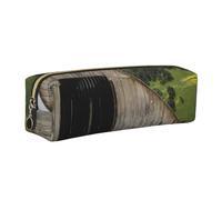 Dhnblqdp Old Wooden Barn with Rusted Tractor Print Leather Pencil Case Pen Pouch Stationery Bag Organizer Storage for Student Office College Middle School Gold