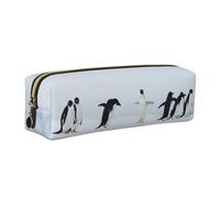 Dhnblqdp Penguins On The Iceberg Print Leather Pencil Case Pen Pouch Stationery Bag Organizer Storage for Student Office College Middle School Gold