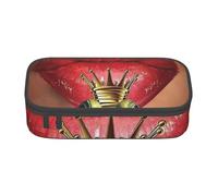 Dhnblqdp Red Lips Getting Ready to Kiss A Frog Print Large Pencil Case for Boys Girls, Big Pencil Bag Pen Pouch Stationery Organizer Makeup Bag for Adults Office Supplies