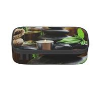 Dhnblqdp Stones and Spa Oil On The Wood Near A Pond Print Large Pencil Case for Boys Girls, Big Pencil Bag Pen Pouch Stationery Organizer Makeup Bag for Adults Office Supplies
