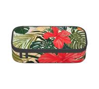 Dhnblqdp Summer Hawaiian Print Large Pencil Case for Boys Girls, Big Pencil Bag Pen Pouch Stationery Organizer Makeup Bag for Adults Office Supplies