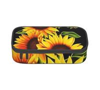 Dhnblqdp Summer Sunflower Print Large Pencil Case for Boys Girls, Big Pencil Bag Pen Pouch Stationery Organizer Makeup Bag for Adults Office Supplies