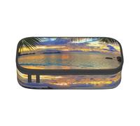 Dhnblqdp Sunset at The Beach Print Large Pencil Case for Boys Girls, Big Pencil Bag Pen Pouch Stationery Organizer Makeup Bag for Adults Office Supplies