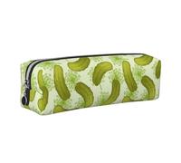 Dhnblqdp Sushi Dill Pickles Print Leather Pencil Case Pen Pouch Stationery Bag Organizer Storage for Student Office College Middle School Silver