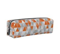 Dhnblqdp Triangles Patterns Print Leather Pencil Case Pen Pouch Stationery Bag Organizer Storage for Student Office College Middle School Silver