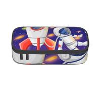 Dhnblqdp Universe Astronaut Rocket Galaxy Print Large Pencil Case for Boys Girls, Big Pencil Bag Pen Pouch Stationery Organizer Makeup Bag for Adults Office Supplies