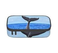 Dhnblqdp Whale Tail Print Large Pencil Case for Boys Girls, Big Pencil Bag Pen Pouch Stationery Organizer Makeup Bag for Adults Office Supplies