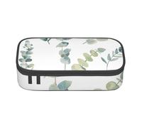 Dhnblqdp White Natural Greenery Twig Print Large Pencil Case for Boys Girls, Big Pencil Bag Pen Pouch Stationery Organizer Makeup Bag for Adults Office Supplies