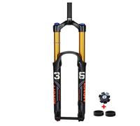 DHNCBGFZ 26/27.5/29 Inch Mountain Bike Front Fork 110x15MM Thru Axle Boost Downhill Air Suspension Fork 175MM Travel 1-1/8'' Straight/Tapered With Rebound Adjustmable(Gold Straight,26in)