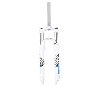 DHNCBGFZ 26"/27.5"/29" Mountain Bike Suspension Fork Travel 100mm 1-1/8" Straight Spring Fork Ultralight Aluminum Alloy Front Fork QR 9mm Manual Lockout(White blue,27.5")