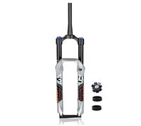 DHNCBGFZ 26/27.5 Inch Mountain Bike Suspension Fork Travel 160mm MTB Air Fork Rebound Adjustment 1-1/8" Straight/Tapered Tube Disc Brake Bike Fork QR 9mm(Silver,Tapered 26in)