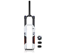 DHNCBGFZ 26/27.5 Inch Mountain Bike Suspension Fork Travel 160mm MTB Air Fork Rebound Adjustment 1-1/8" Straight/Tapered Tube Disc Brake Bike Fork QR 9mm(White,Straight 27.5in)
