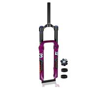DHNCBGFZ 26/27.5 Inch Mountain Bike Suspension Fork Travel 160mm MTB Air Fork Rebound Adjustment 1-1/8" Straight/Tapered Tube Disc Brake Bike Fork QR 9mm(Purple,Straight 27.5in)
