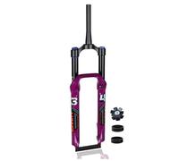 DHNCBGFZ 26/27.5 Inch Mountain Bike Suspension Fork Travel 160mm MTB Air Fork Rebound Adjustment 1-1/8" Straight/Tapered Tube Disc Brake Bike Fork QR 9mm(Purple,Tapered 27.5in)