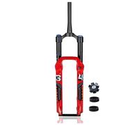 DHNCBGFZ 26/27.5 Inch Mountain Bike Suspension Fork Travel 160mm MTB Air Fork Rebound Adjustment 1-1/8" Straight/Tapered Tube Disc Brake Bike Fork QR 9mm(Red,Tapered 26in)