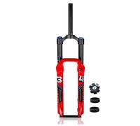 DHNCBGFZ 26/27.5 Inch Mountain Bike Suspension Fork Travel 160mm MTB Air Fork Rebound Adjustment 1-1/8" Straight/Tapered Tube Disc Brake Bike Fork QR 9mm(Red,Straight 27.5in)