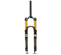 DHNCBGFZ 26/27.5inch MTB Air Suspension Fork 34mm Stanchions 110mm Travel Bicycle Front Forks 28.6mm Threadless Straight 9 * 100mm QR Manual Lockout XC AM(Black Gold,27.5in)