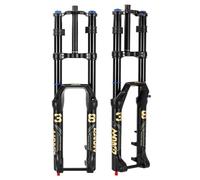 DHNCBGFZ 27.5" Thru Axle Boost Mountain Bike Air Suspension Fork Double Shoulder Front Fork Travel 180/200mm 1-1/8 Straight For XC/AM/DH(Black,Travel 180mm)