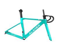 DHNCBGFZ 700C Carbon Fiber Gravel Road Bike Frameset 47/51/54/56/58CM Disc Brake Frame Front 12x100mm Rear 12x142mm Thru Axle Frame Internal Routing BB86mm(Teal,54CM)