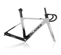DHNCBGFZ 700C Road Bike Frameset 47CM 51CM 54CM 56CM 58CM Carbon Fiber Windbreaker Frames Disc Brake Frame Thru Axle 12x100mm/12x142mm Internal Routing(Grey,54CM)