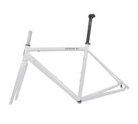 DHNCBGFZ 700C Road Bike Frameset C/Rim Brake Aluminum Alloy Frame 44/47/50/53/56cm QR Frames 100/130MM Semi-Internal Routin(White,50cm)