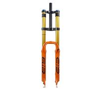 DHNCBGFZ Downhill Mountain Bike Suspension Fork 26 27.5 29 Inch DH Bike Fork 28.6mm Straight Air Fork QR 100mm Rebound Adjustable(QR,26in Orange)