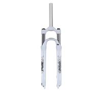 DHNCBGFZ Mountain Bike Suspension Fork 26"/27.5"/29" 100mm Travel Aluminium Alloy Lightweight Front Fork Disc Brake 28.6mm Threadless Straight Bicycle Front Fork(White,26in)